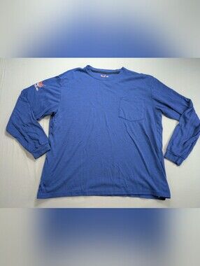 DRIFIRE Shirt Mens L Blue Flame Resistant FR Long Sleeve Pocket USA Work